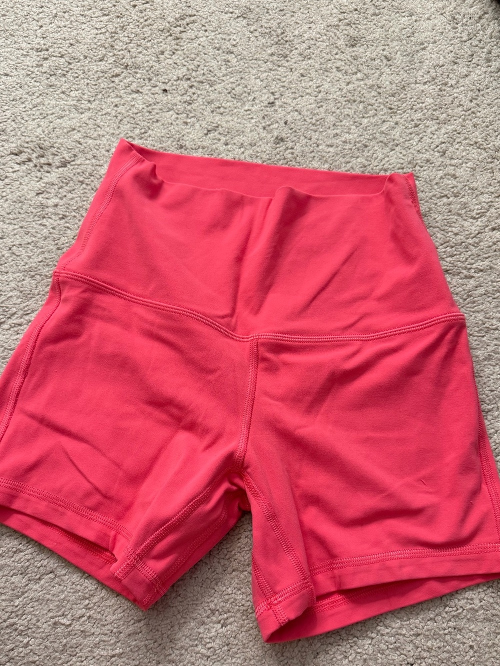 lululemon athletica Coral Pink High-Waist Bike Shorts 4”